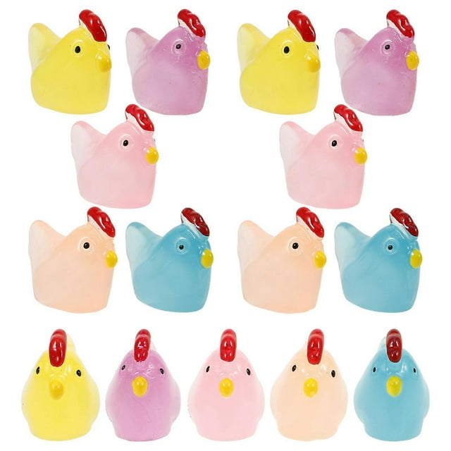 Mini Resin Chicken Luminous Chick Figurines for Decor 20Pcs