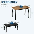 thumbnail image 3 of Yeshouse Juego de comedor para 4 personas, moderno conjunto de mesa y banco de 3 piezas con estructura metálica y asientos tapizados, 3 of 9