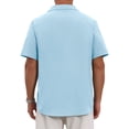 thumbnail image 3 of INSPIRE CHIC Edition Men's Short Sleeves Chest Pockets Summer Beach Button Down Linen Shirts L Sky Blue, 3 of 6