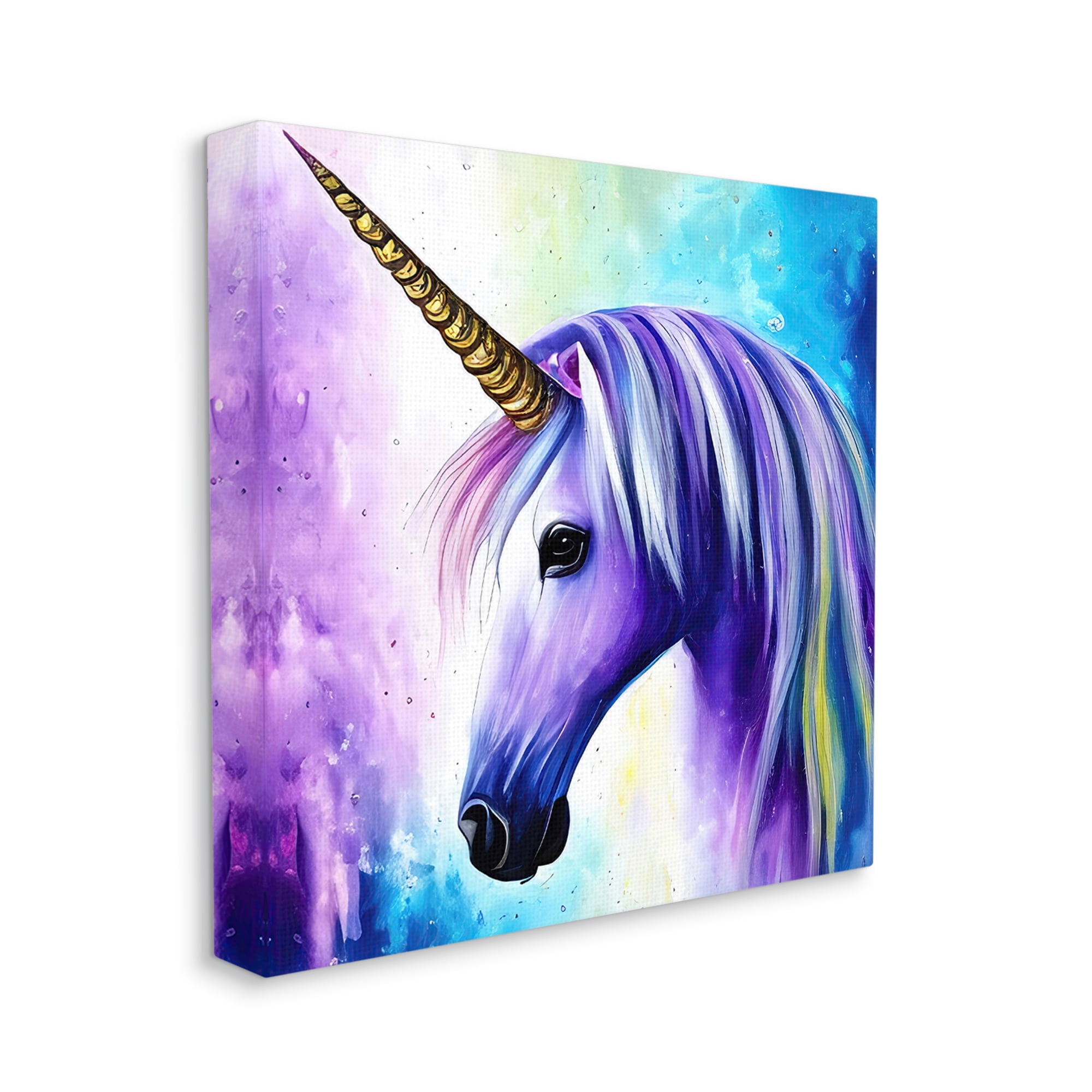 Stupell Industries Elegant Purple Unicorn Fairy Tales & Fantasy Painting Gallery Wrapped Canvas Art Print Wall Art, 36 x 36