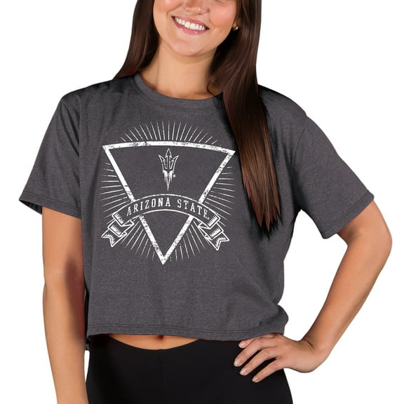 Women's Concepts Sport Charcoal Arizona State Sun Devils Quest Knit Crop Top