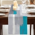 thumbnail image 3 of Table Runners 70 Inches Long Dress Scarves, Blue Abstract Farmhouse Coffee/Dining/Kitchen Table Decor, Holiday Table Runner, Grey Geometric Oil Painting Vintage Gradient 13x70 Inch, 3 of 9