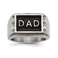 thumbnail image 1 of Stainless Steel Polished Black Enameled CZ Dad Ring 9 Size, 1 of 6