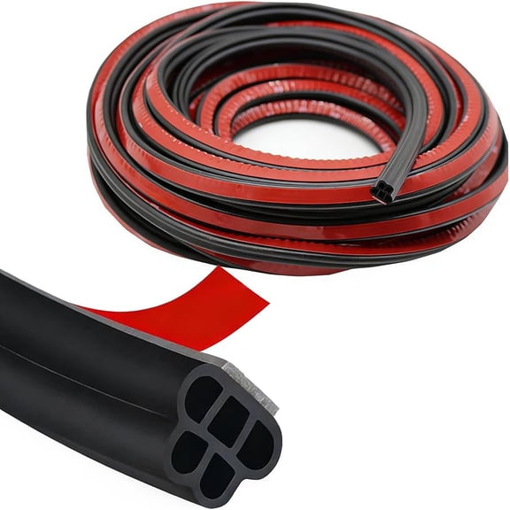 Weather Stripping for Car Doors, 196" Universal Rubber Seal Strip for Noise Reduction & Dust-Proof, Self-Adhesive Door Seal for Cars Trucks SUVs - Cuttable Edge Trim