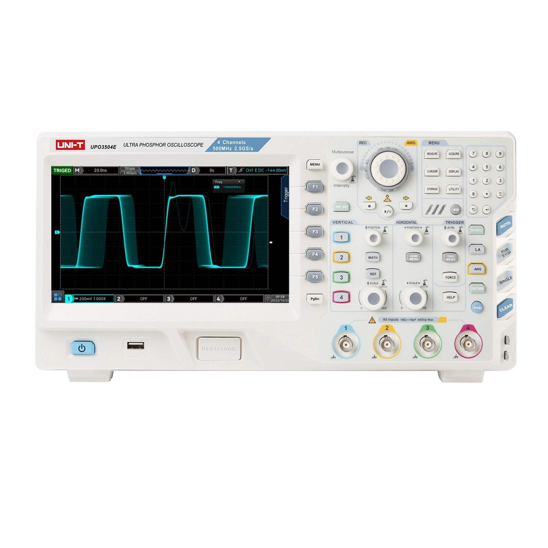 UNI-T UPO3504E 500MHz 4Ch MSO w/o Logic Pod Ultra Phosphor Digital Oscilloscope