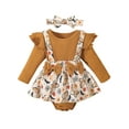 thumbnail image 1 of FOCUSNORM Barboteuse pour Bébés Filles Robe Papillon/citrouille/fleur Imprimé Manches Longues Combinaisons et Ensemble de Bandeau Mignon pour Tout-Petit, 1 of 9