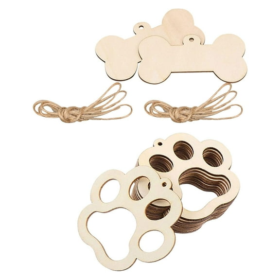 YsXoWiui 22Pcs Paw Shaped Wooden Cutouts Embellishments Lightweight DIY Crafts Unfinished