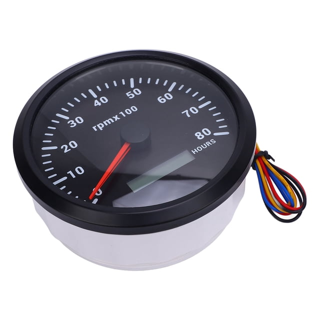 Boat Tacho Gauge,110mm 4-3/8in 7 Color Backlight DC 9-32V 8000RPM Tachometer Gauge with Hour Meter Compatible with Various Tacho RPM Sensors, Featuring Moving Magnet