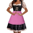 thumbnail image 3 of Lenago Womens Apron Dresses For Women Oktoberfest Costumes Multiple Color Schemes Square Collar Short Sleeves Dirndl Dresses German Dresses Festival Bavarian Costume Beer Carnival Women Party Dresses, 3 of 9