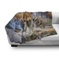 thumbnail image 3 of Waterfall Soft Flannel Fleece Throw Blanket, Fall Season Image of Historical Water Mill and Waterfall Outdoor Nature Art, Cozy Plush for Indoor and Outdoor Use, 50" x 70", Yellow Brown, by Ambesonne, 3 of 6