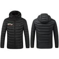thumbnail image 4 of Cadancy Heated Jacket Men Women 8 Heating Zones USB Rechargeable Washable Detachable Hood Jackets Zip Up Long Sleeve Print Winter Warm Coats Snow Outdoor Thermal Coat Unisex, 4 of 8
