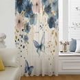 thumbnail image 6 of Weeping Blue Floral Sheer Curtains 63 Inches Long, Spring Butterflies Flowers Linen Light Filering Curtains, Breathable Simi Curtain Privacy Drapes for Living Room Bedroom Window Treatment, 6 of 9