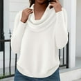 thumbnail image 6 of Cowl Neck Sweaters for Women Long Sleeve Knit Pullover Cozy Loose Fall Winter White XL, 6 of 6
