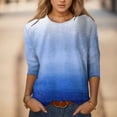 thumbnail image 2 of WEAIXIMIUNG T-Shirts pour Femmes Coupe Ample Graphique Confortable T-Shirts pour Femmes Hauts d'Été Col Rond Manches Trois-Quarts Blouse Imprimée Florale Confortable, 2 of 4