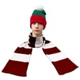 thumbnail image 4 of Knit Winter Rugby Striped Scarf for Men & Women - Stay Warm & Stylish (Maroon/ White) -1 Pack, 4 of 7