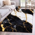 thumbnail image 3 of 4x6 Area Rugs, Black Marble Non-Skid Rubber Backing Large Rectangle Rugs - Living Room Bedroom Home Office, Luxury Gold White Abstract Cracks Artwork Indoor Floor Mat Carpets Washable Rug, 3 of 9