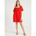 thumbnail image 2 of Free Assembly Women's Square Neck Eyelet Mini Dress with Short Sleeves, Sizes XS-XXL, 2 of 6