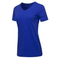 thumbnail image 2 of A2Y Women's Basic Solid Premium Cotton Short Sleeve V-neck T Shirt Tee Tops Bright Blue 1XL, 2 of 3