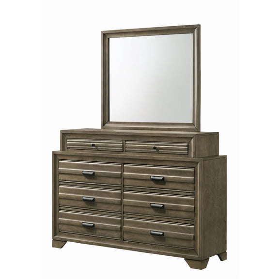 Roundhill Furniture Loiret Contemporary 8-Drawer Dresser with Mirror