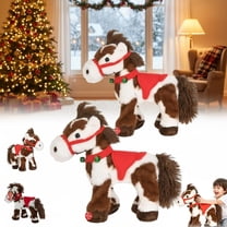 Yippzo Spotted Electric Plush Horse, Interactive Spotted Animated Walking Horse Toy with Sounds, Soft Brown-White Pony with Moving Head & Tail