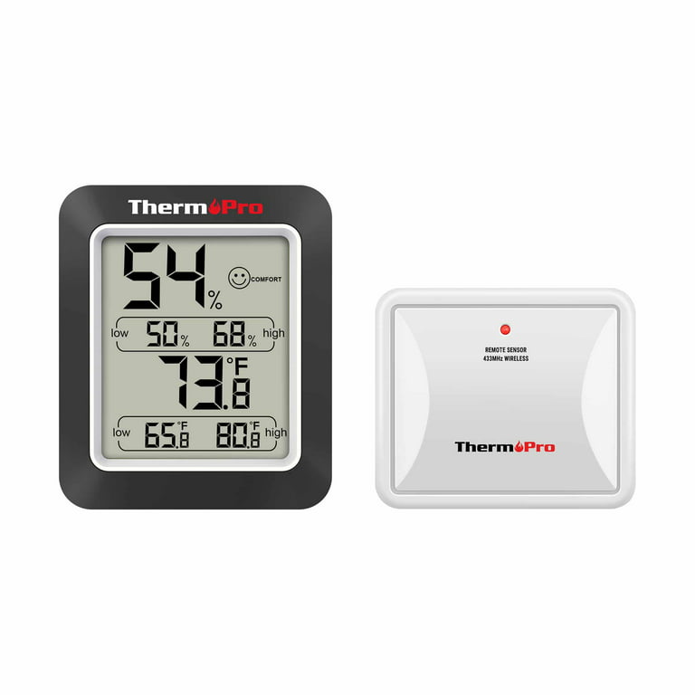 ThermoPro TP60SW Digital Hygrometer Indoor Outdoor Thermometer Wireless  Temperature and Humidity Gauge Monitor Room Thermometer with 200ft/60m  Range Humidity Meter 