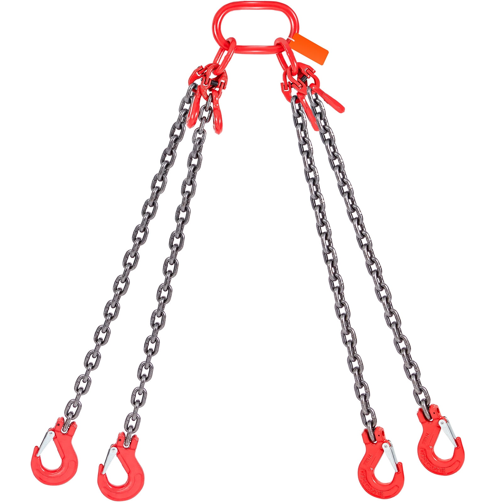 KFFKFF Chain Sling, 5/16 inch x 5 ft Lifting Chains with Hooks, G80 Engine Chain Hoist Lifts, 11000 lbs/5 Ton Lifting Sling Chains for Engine Hoist, Engine Lift Chain with 4 Leg Grab Hooks