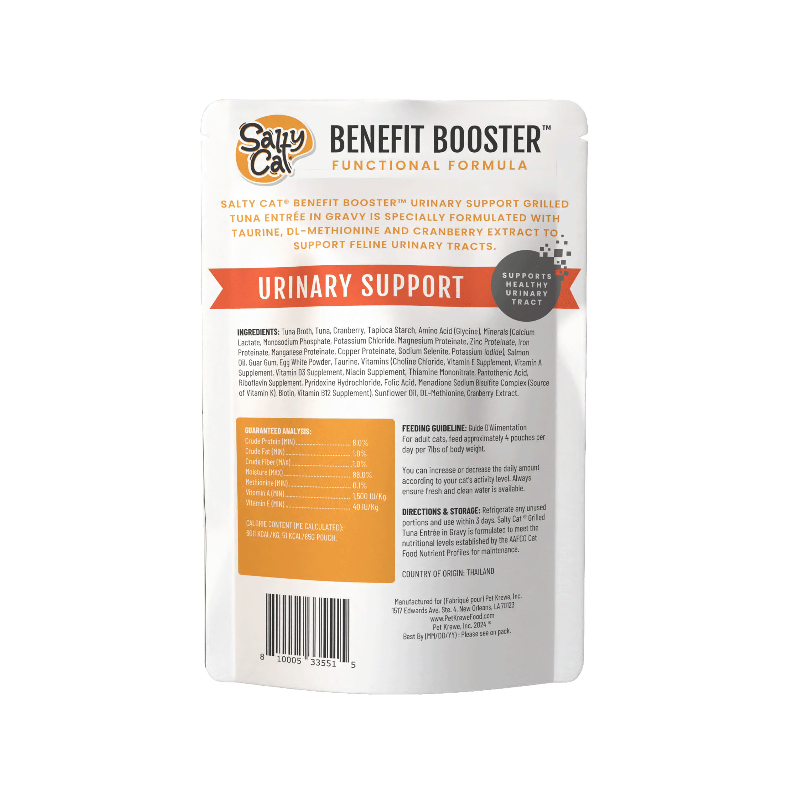(6 pack) Salty Cat Benefit Booster Urinary Support Grilled Tuna Entrée in Gravy Wet Cat Food, 3 oz. Pouch