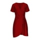 thumbnail image 2 of TaTaai Women Solid Loose Casual Satin Short Sleeve V-Neck Ruched Dress Fashion Elegant Dress Ladies Daily Commute Party Festival Wear Lightweight Breathable No Fading Stylish Dress Gift, 2 of 6