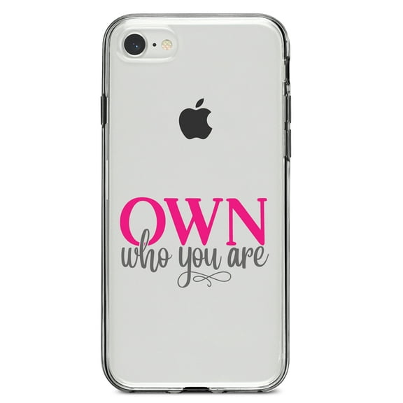 DistinctInk Clear Shockproof Hybrid Case for iPhone 7 8 SE (2020 Model) 4.7" Screen TPU Bumper Acrylic Back Tempered Glass Screen Protector - OWN Who Your Are