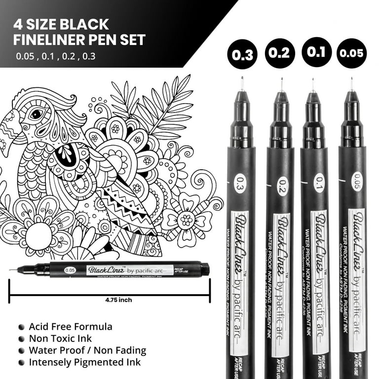 Blackliner Fine Line Drawing Pen, Set of 4 - Broad