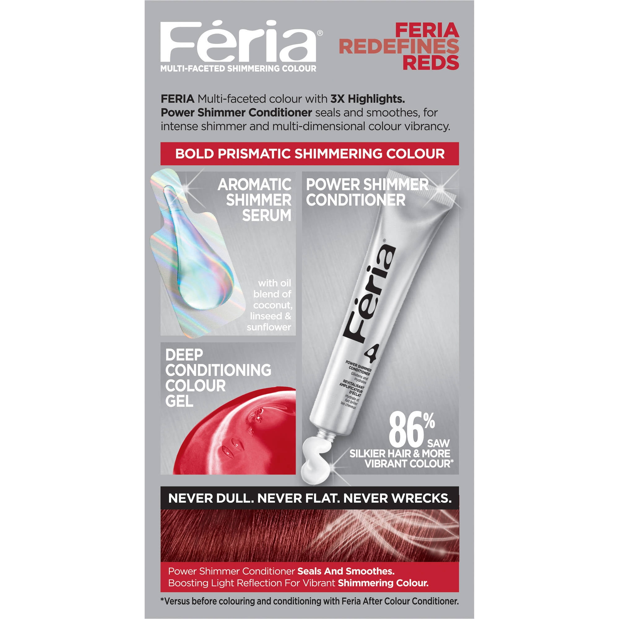 L'Oreal Paris Feria Multi-Faceted Shimmering Permanent Hair Color, 66 Very Rich Auburn, 1 kit