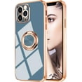 thumbnail image 2 of Compatible with Rose Gold iPhone 13 Mini Case for Women Girls Kickstand Ring Holder 360 TPU Rotation Case with Stand Plating Edge Work with Magnetic Mount Slim Luxury Girly Cover Case Gray, 2 of 17