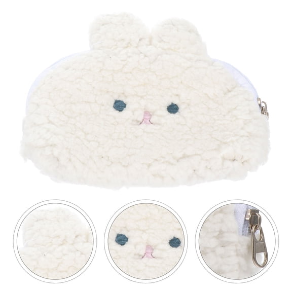 RUNROTOO Rabbit Coin Purse White 1Pcs 5.9X5.5X1.2In