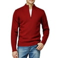 thumbnail image 2 of Mens Casual Slim Fit Pullover Sweaters Long Sleeve Knitted Fabric Zip Up Mock Neck Polo Sweater (KMOSWL021), 2 of 6