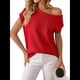 thumbnail image 3 of Jersey de Punto de Corta con Hombros Descubiertos para Mujer, Color Rojo, Talla L, 3 of 8