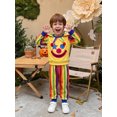thumbnail image 5 of RUINIXCW Kids Toddler Baby Boy Girl Halloween Outfit Clown Costume Infant Baby Boy Girl Fall Winter Clothes Collar Grimace Sweatshirt and Pants Set, 5 of 10