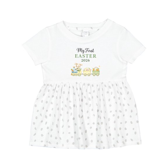 Inktastic My First Easter 2026 Train Girls Baby Dress