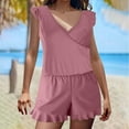 thumbnail image 2 of Summer Savings Clearance! Enjoytime Athletic Swimsuits for Women Solid Color Built-In Bra Shorts with Pockets Flat Angle Jumpsuit Swimsuit Plus Size Bathing Suit Swimwear Women 2024, 2 of 7