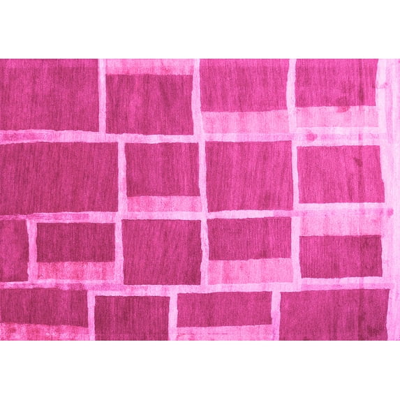 Ahgly Company Indoor Rectangle Abstract Pink Contemporary Area Rugs, 6' x 9'
