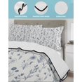 thumbnail image 4 of Quilts Twin-XL Size Bedding Set, Navy Blue Flowers Lightweight Quilted Comforter, Spring Summer Farmhouse Botanical Soft Reversible Bedspread Coverlet with Pillow Covers for All Season, 68" x 98", 4 of 7