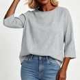 thumbnail image 5 of ThriftyPlait Casual Striped Tops for Women Cotton Crewneck 3/4 Sleeve T-Shirt Loose Slimming Drape Tunic Comfy Layering Everyday Office Knit Tops, 5 of 6