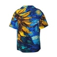 thumbnail image 6 of Lsque Sunflower Starry Night Vibes print Men's Cuban Collar Short Sleeve Shirt Summer Beachwear Casual Button Down Fashionable Vacation Leisure Shirt-Large, 6 of 7