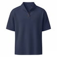 thumbnail image 4 of Hfnxid Corduroy Shirt for Men Solid Basic Short Sleeve Tops Lightweight Breathable Office Tee Summer Casual Stretch Moisture Wicking Top Navy L, 4 of 7