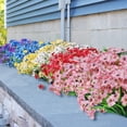 thumbnail image 6 of 6 Bundles Artificial Flowers Outdoor UV Resistant Silk Flowers No Fade Fake Outside Flowers Plastic Greenery Faux Shrubs Garden Porch Window Box Home Decoration (Pink), 6 of 8