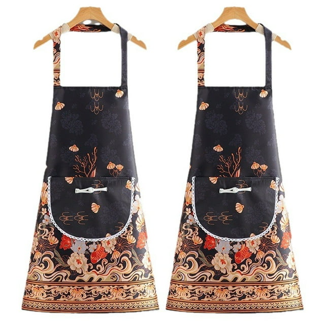 Delantal con estampado floral tradicional de estilo chino para mujer