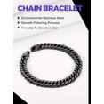 thumbnail image 4 of Pulsera de cadena Franco NQ joyería de brazalete de hip hop 8 mm de ancho 21 cm de largo acero inoxidable chapado en oro/negro, 4 of 5