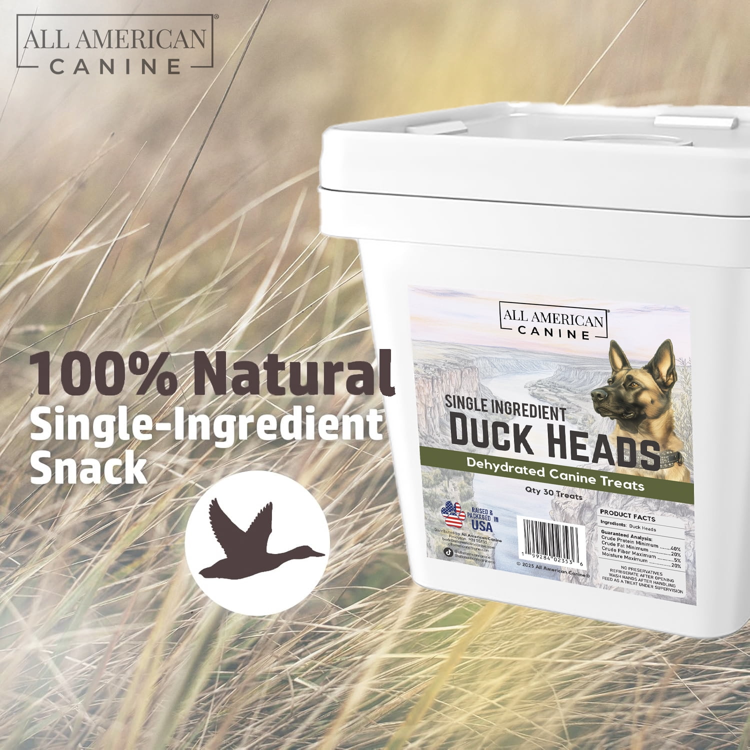 All American Canine Duck Heads, 30 count