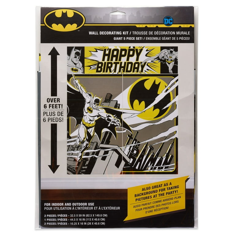 Batman Birthday Wall Decor Set – 5-Piece Giant Scene Setter With Posters & Banner, Over 6 Feet Tall, Indoor/Outdoor