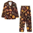 thumbnail image 3 of Renewold Softness Women Pajama Long Sleeve Tee Pants Bottoms Set 2 Pieces Fall Pumpkins Pine Cones Athletic Clothing Thermal Button Nightwear PJ Thanksgiving Lounge T-shirt Size 2XL, 3 of 6