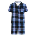 thumbnail image 2 of FAHXNVB Men Plaid Pajamas Sets Short Sleeve Button-Down Sleepwear Tops and Shorts Sets Two-Pieces Loungewear with Pockets, 2 of 5